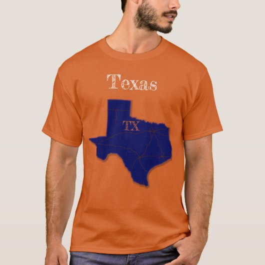 Texas Interstates [Navy Blue Design] T-shirt (Voorkant)