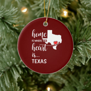 Texas is thuis waar het hart ligt keramisch ornament