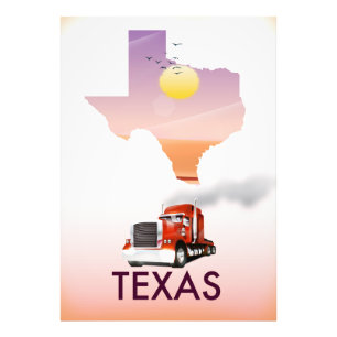 Texas Kaart Grote Vrachtwagen Foto Afdruk