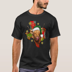 Texas Kaart Prettig Kerstmis Kerstman Schotse Hoog T-shirt