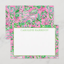 Texas Kaart Roze & Groen Preppy Patroon Gepersonal