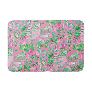 Texas Kaart Roze & Groene Preppy Patroon Badmat