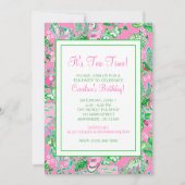 Texas Kaart Roze & Groene Preppy Patroon Partij (Voorkant)