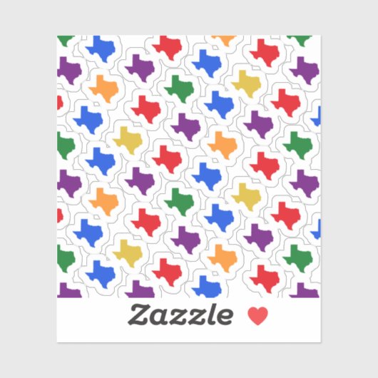 Texas Kaart Silhouet Regenboog Patroon Sticker (Vel)