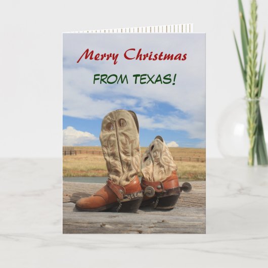 Texas kerst Cowboy Boot Feestdagen Kaart (Voorkant)