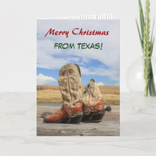 Texas kerst Cowboy Boot Feestdagen Kaart