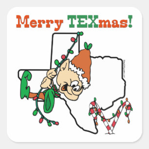 Texas Kerstmis Vierkante Sticker