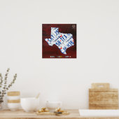 Texas License Bord Map Afdrukken Poster (Keuken)