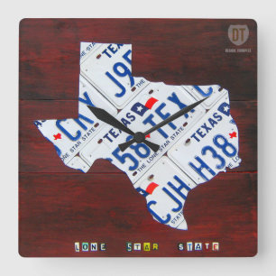 Texas License Plate Map Clock Vierkante Klok