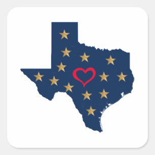 Texas Liefde en Shining Stars in de Lone Star Stat Vierkante Sticker