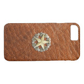 Texas Lone Star Concho op bruin leder Case-Mate iPhone Case (Achterkant (Horizontaal))