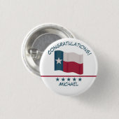Texas Lone Star Drapeau Nom Félicitations Badge (Devant & derrière)