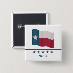 Texas Lone Star Flag Gepersonaliseerde Naam Badge Vierkante Button 5,1 Cm