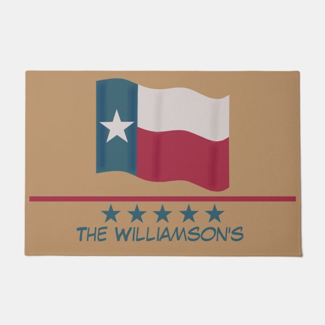 Texas Lone Star Flag Name Persoonlijk Deurmat (Voorkant)