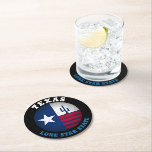 TEXAS LONE STAR FLAG RONDE KARTONNEN ONDERZETTER