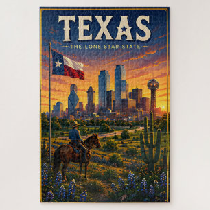 Texas Lone Star Skyline Woestijn Zonsondergang Avo Legpuzzel