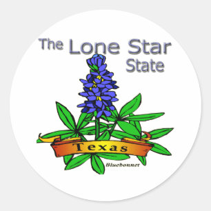 Texas Lone Star State Bluebonnet Ronde Sticker