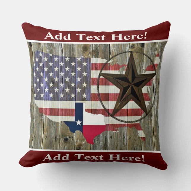 Texas Lone Star State Drapeau Carte Jeter Oreiller (Recto)