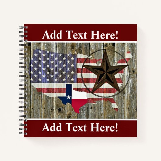 Texas Lone Star State Flag Map Carnet (Devant)