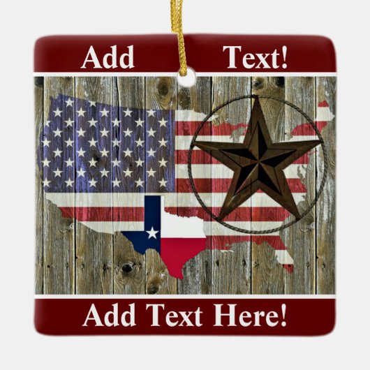 Texas Lone Star State Flag Map Ceramic Ornament (Voorkant)