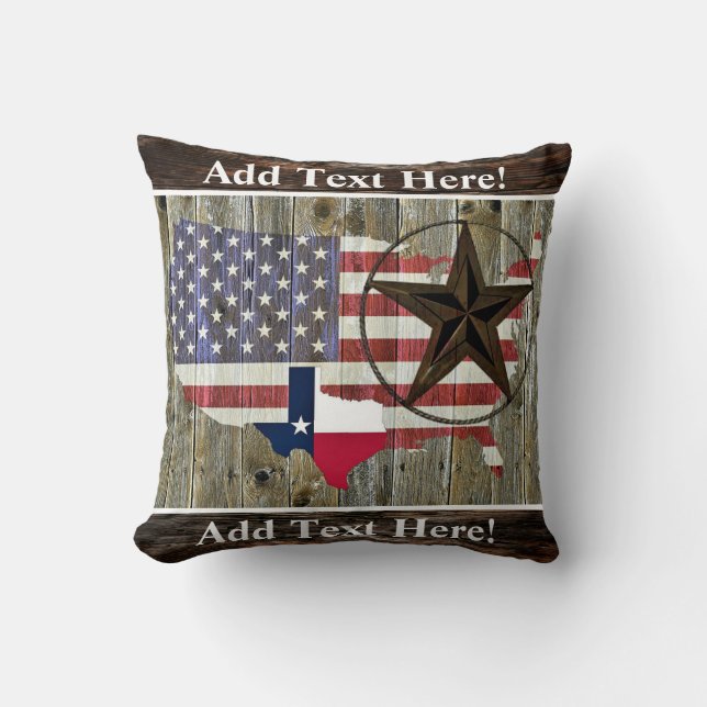 Texas Lone Star State Flag Map Sierkussen (Voorkant)