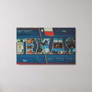 Texas (Lone-Star vlag)Grote letterscènes Canvas Afdruk