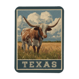  Texas Longhorn Bull Retro Reizen Magneet