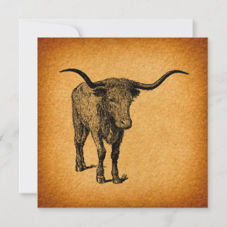 Texas Longhorn Bull Rustic Westerne Kunst Kaart