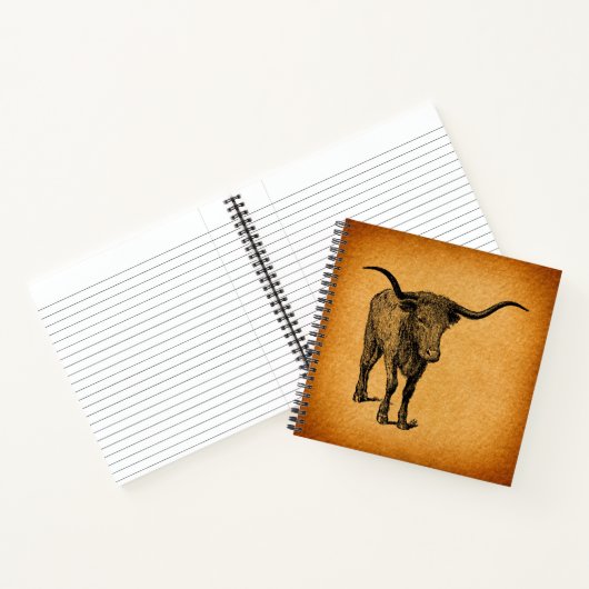 Texas Longhorn Bull Rustic Westerne Kunst Notitieboek (Binnen)