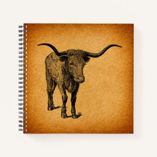 Texas Longhorn Bull Rustic Westerne Kunst Notitieboek