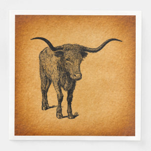 Texas Longhorn Bull Rustic  Westerne Kunst Servet