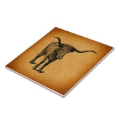 Texas Longhorn Bull Rustic Westerne Kunst Tegeltje (Zijkant)