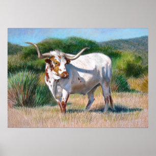 Texas Longhorn Bull Western Art Animal Poster