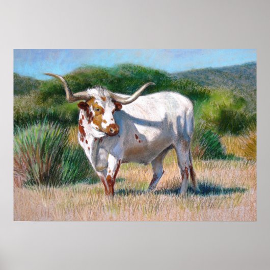 Texas Longhorn Bull Western Art Poster animal (Devant)
