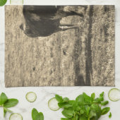 Texas Longhorn Cattle Koe Foto Rustic Theedoek (Gevouwen)