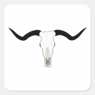 Texas Longhorn Cattle Skull - Horns Vierkante Sticker