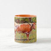 Texas Longhorn Cow Orange Art Mug Cup (Centre)
