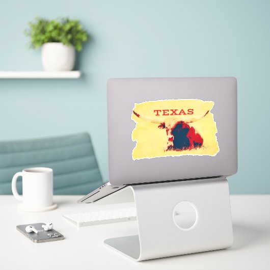 Texas Longhorn Cow Texas Sticker out Out (Ordinateur portable sur le bureau)