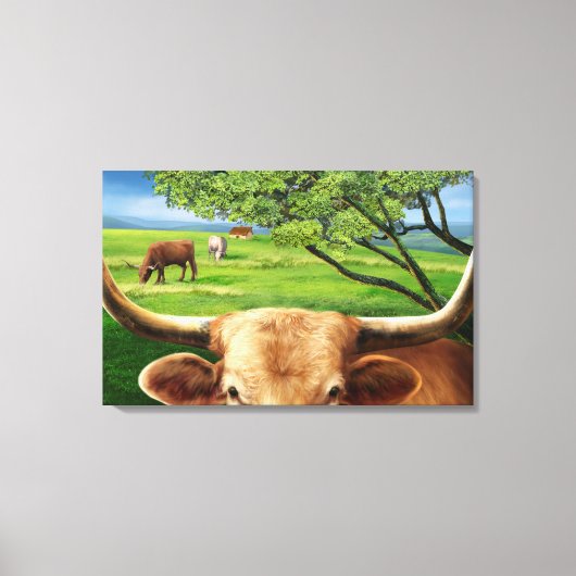 Texas Longhorn gewikkeld canvas Afdruk (Voorkant)