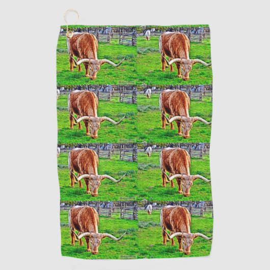 Texas Longhorn Golf Towel Golfhanddoek (Voorkant)