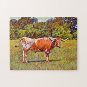 Texas Longhorn Koe Art Puzzle Legpuzzel