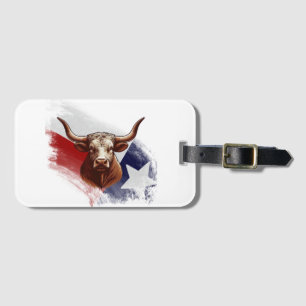 Texas longhorn koe bagagelabel