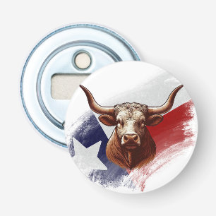 Texas longhorn koe button flesopener