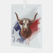 Texas longhorn koe glas ornament (Voorkant links)