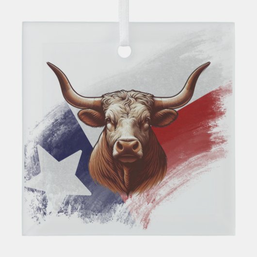 Texas longhorn koe glas ornament (Voorkant)