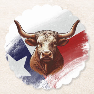 Texas longhorn koe kartonnen onderzetters