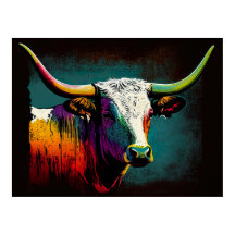 Texas Longhorn Koe Pop Art Print