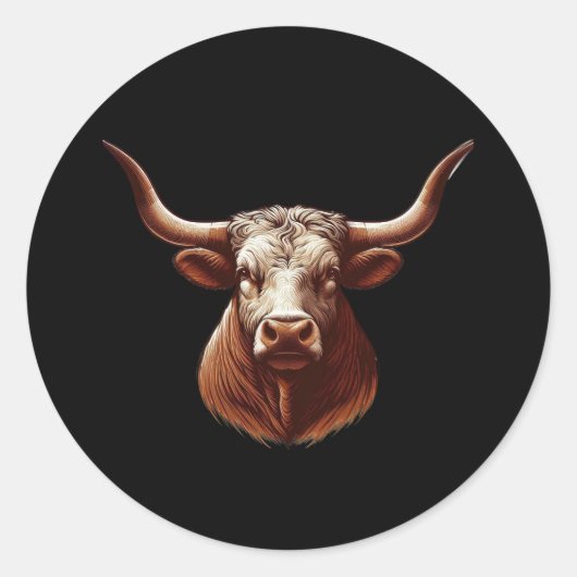 Texas Longhorn Ronde Sticker (Voorkant)