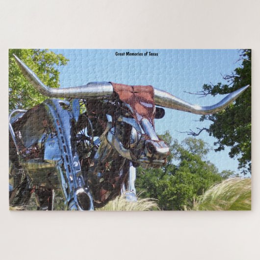 Texas Longhorn Sculpture. Jigsaw Puzzle (Horizontal)