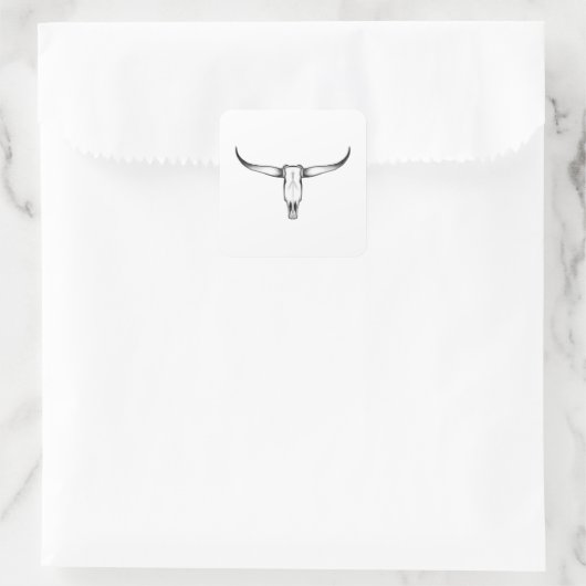 Texas Longhorn Skull Pillow Vierkante Sticker (Tas)